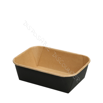 Kartonnen Maaltijdbak rechthoekig 650ml Kraft en Zwart 
