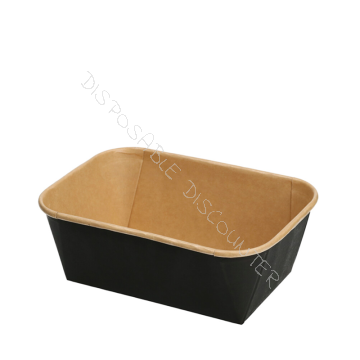 Cardboard Mealtray Rectangular 750ml Kraft and Black 