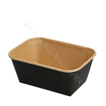Kartonnen Maaltijdbak rechthoekig 900ml Kraft en Zwart 
