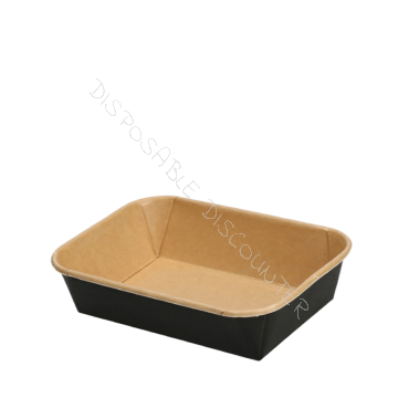Cardboard Mealtray Rectangular 500ml Kraft and Black 