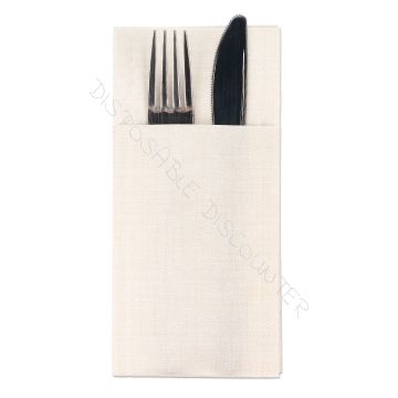 Airlaid Cotton Look Bestek Servet 40cm 1/8 vouw Creme