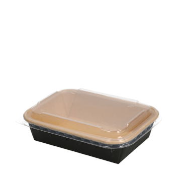 Cardboard Mealtray Rectangular 500ml Kraft and Black 