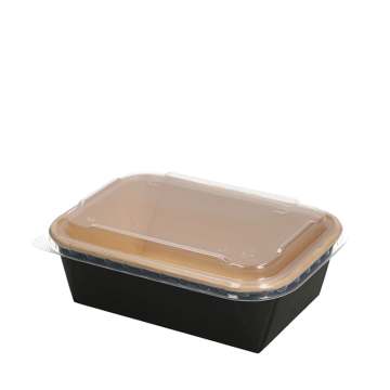 Cardboard Mealtray Rectangular 650ml Kraft and Black 